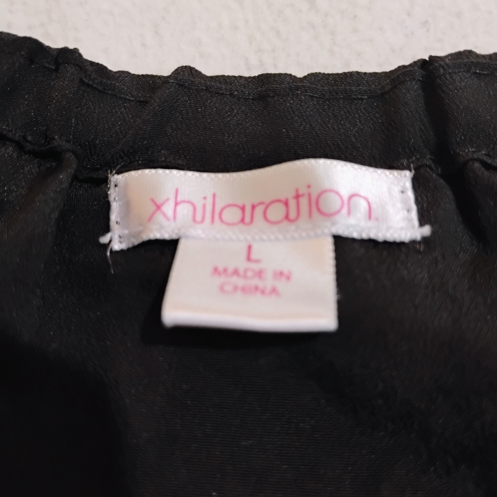 Xhilaration Black Long Sleeve Cinched Waist Dress - Picture 8 of 13